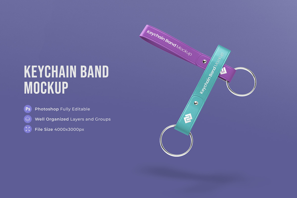 Keychain Band Mockup, a Merchandise Mockup by Graphicboom (Photo 1 of 4)