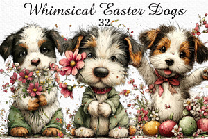 Whimsical Easter Dogs Clipart Png, an Illustration by Craft Nest