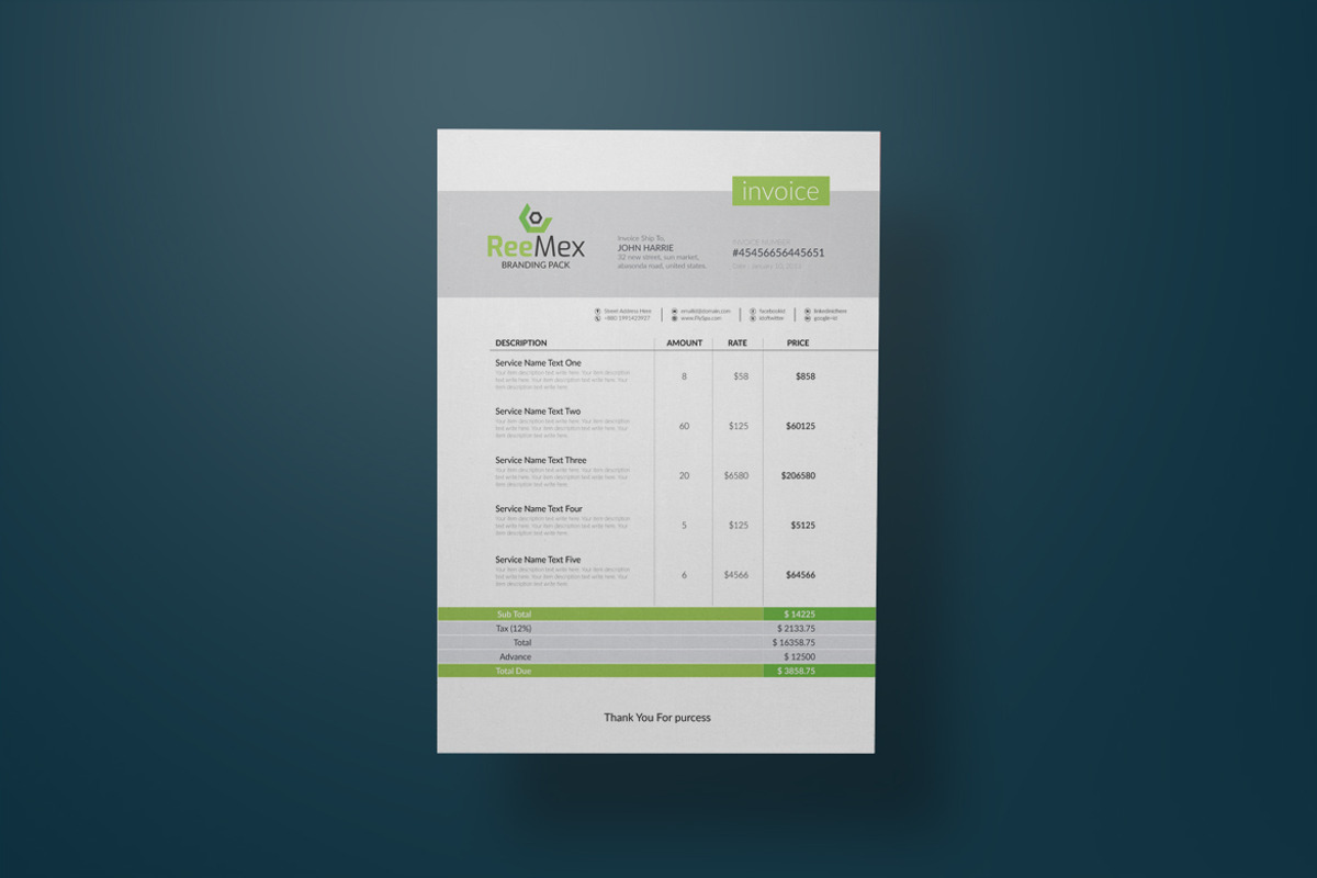 Professional Invoice Template, a Stationery Template by BrandlyTemplate (Photo 2 of 4)