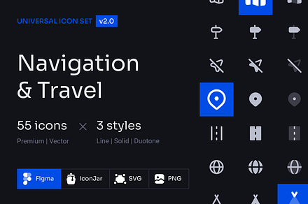 Navigation and Travel Icon Set, a Solid Icon by 123done