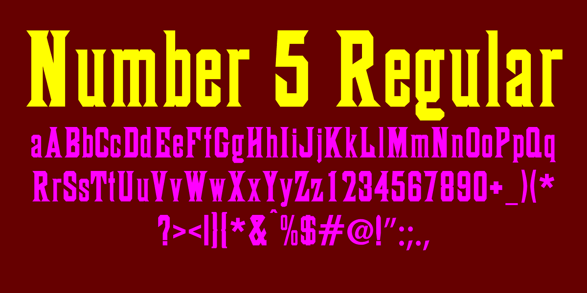 Number5Reg, a Serif Font by Wooden Type Fonts (Photo 2 of 2)