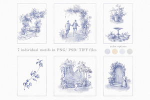 Toile De Jouy Seamless Pattern