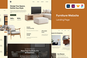 Modern Furniture Landing Page Design, a Landing Page Template by Glyphminds Studios
