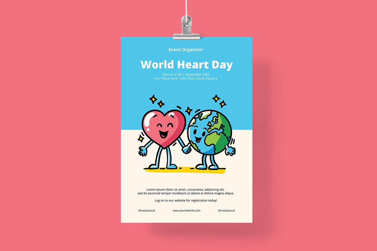 World Heart Day Poster/ Flyer, a Flyer Template by Juru Rancang Graphic (Photo 1 of 3)