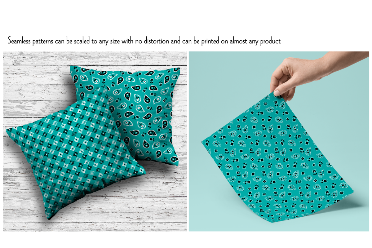 Seamless Turquoise Bandana Patterns preview 2