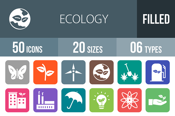 50 Ecology Flat Round Corner Icons preview 4