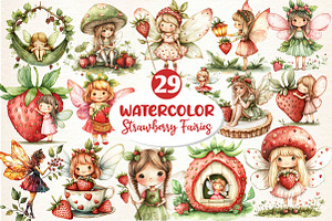 Strawberry Garden Fairies Clipart, an Illustration by Dream Creation