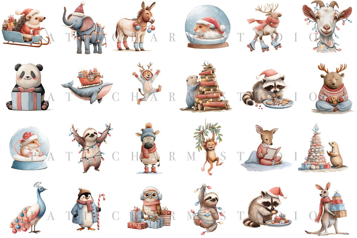 72 Christmas Animal Clipart, an Animal Illustration by Pati Charm Studio (Photo 3 of 8)