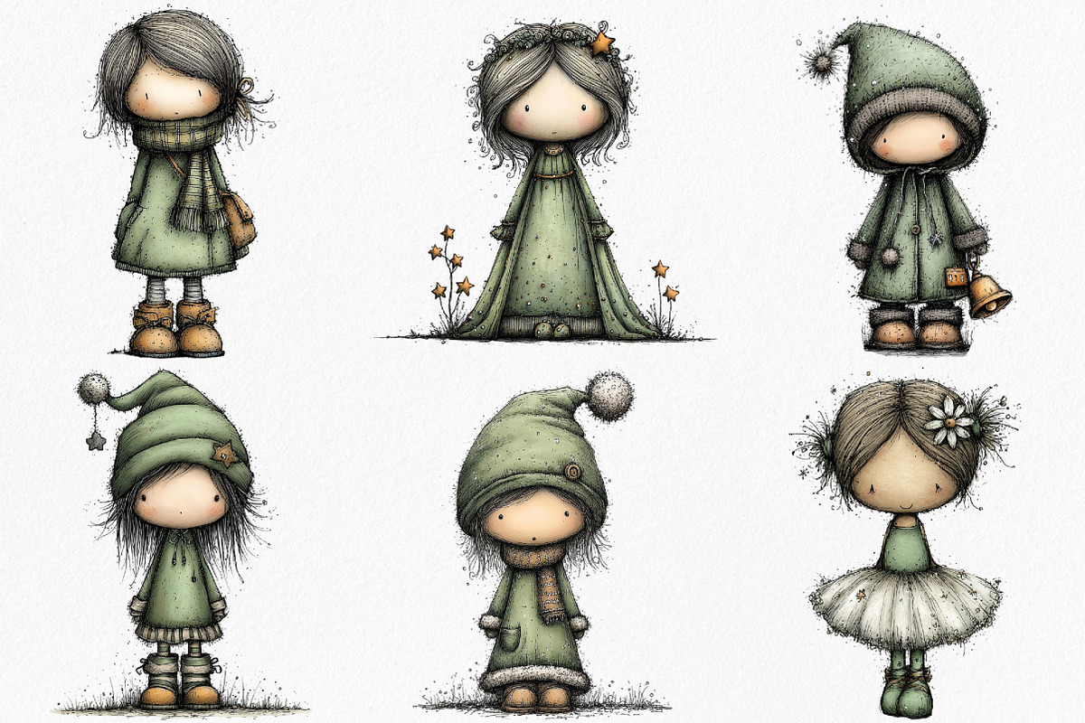 Whimsical Christmas Doll Clipart, an Icon by Canvas Craft (Photo 4 of 7)