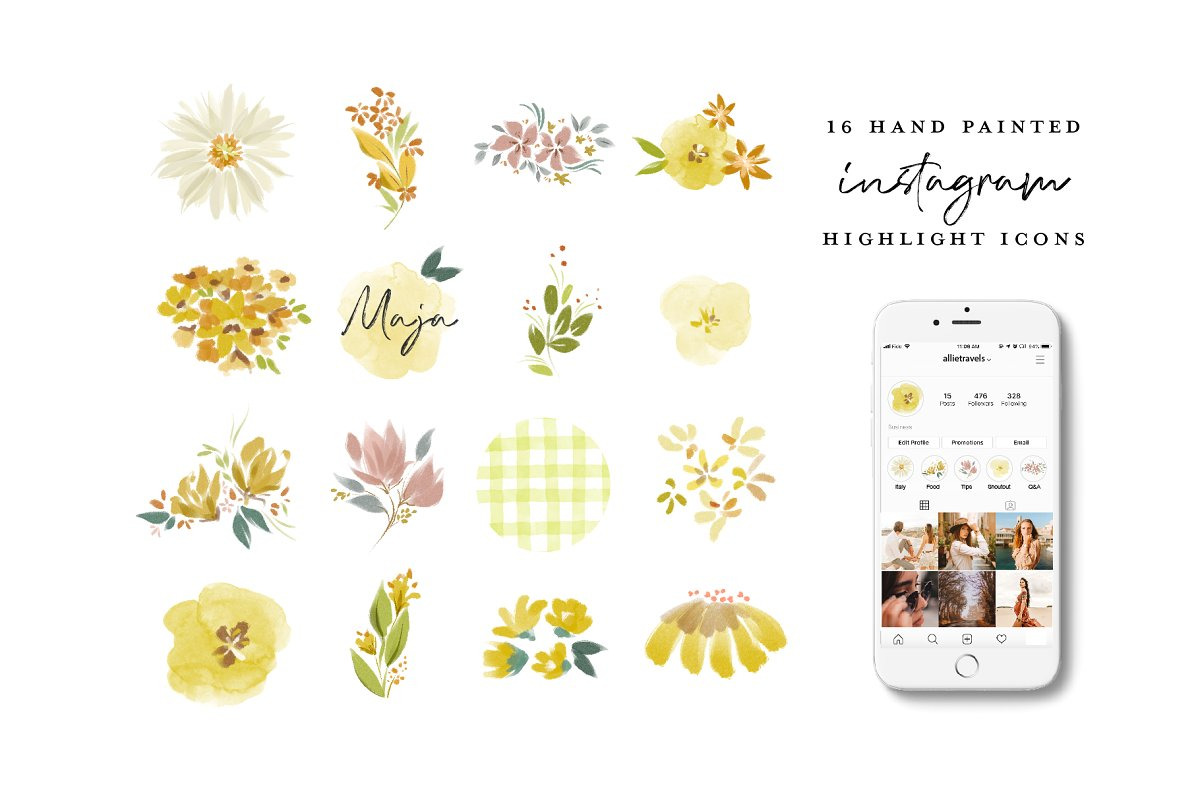 64 Watercolor Instagram Highlight, a Work Illustration by beatriceviyiwi (Photo 4 of 5)