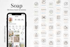 100 Soap Story Highlight Covers, a Social Media Template by PatternLab.
