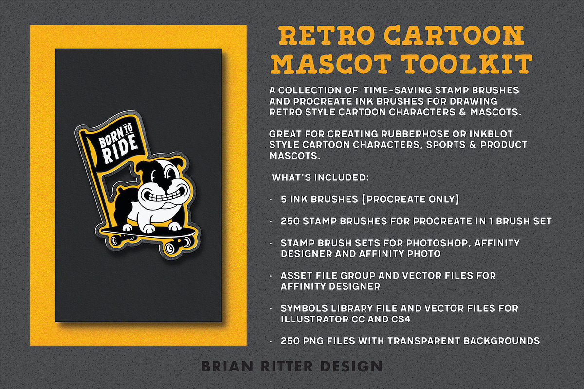 Retro Cartoon Mascot Toolkit, a Brush Add-On by Brian Ritter Design (Photo 2 of 13)