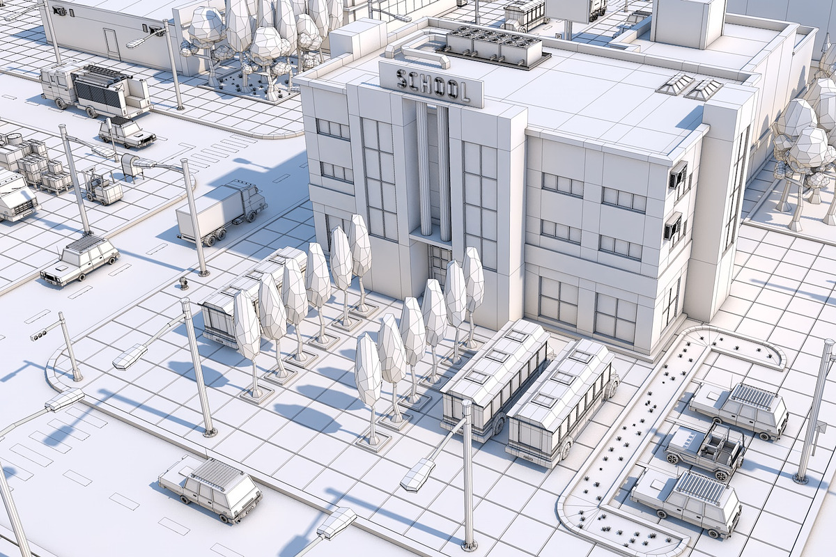 Low Poly City Town Pack, an Architecture 3D Model by multimedia4ds (Photo 15 of 41)