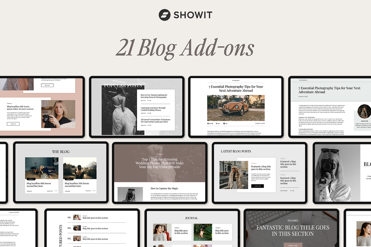 21 Showit Blog Add-On Canvases, a Websites & App Template by Amanda Pena Design (Photo 1 of 13)