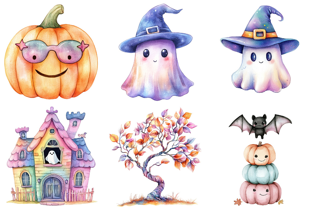 Cute Halloween Clipart, a Seasonal Illustration by CitraGraphics (Photo 3 of 5)
