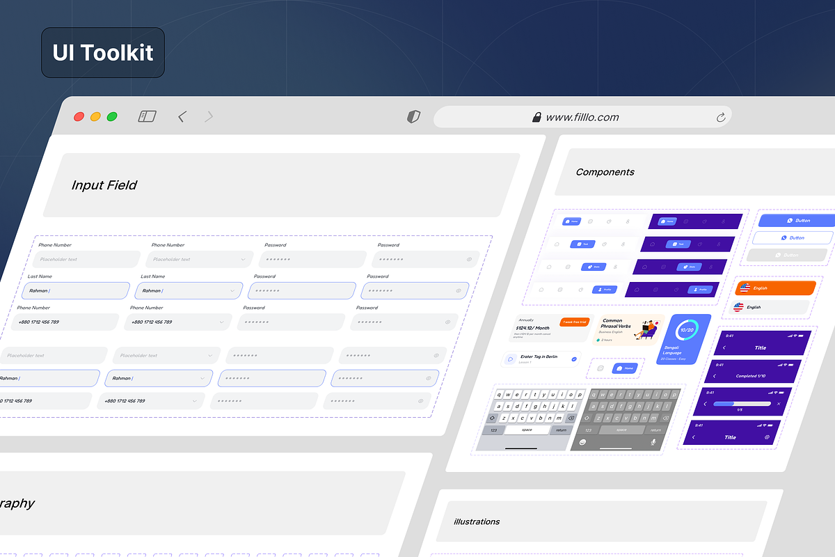 Filllo Language Learning App UI Kit, an UI Kit Template by floxui (Photo 8 of 8)