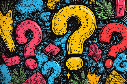 Colorful question marks background conveying curiosity and inquiry