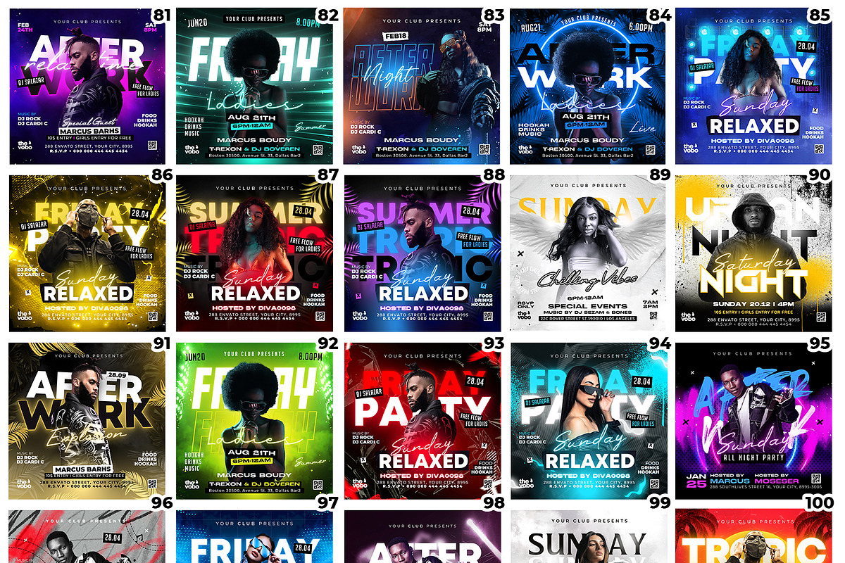 100 Party Flyers Bundle Canva 4x4, a Flyer Template by FLYERHIVE (Photo 6 of 7)