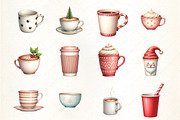 Festive Christmas Cup Set Clipar, an Illustration by CrexoraLab (Thumbnail 2 of 5)