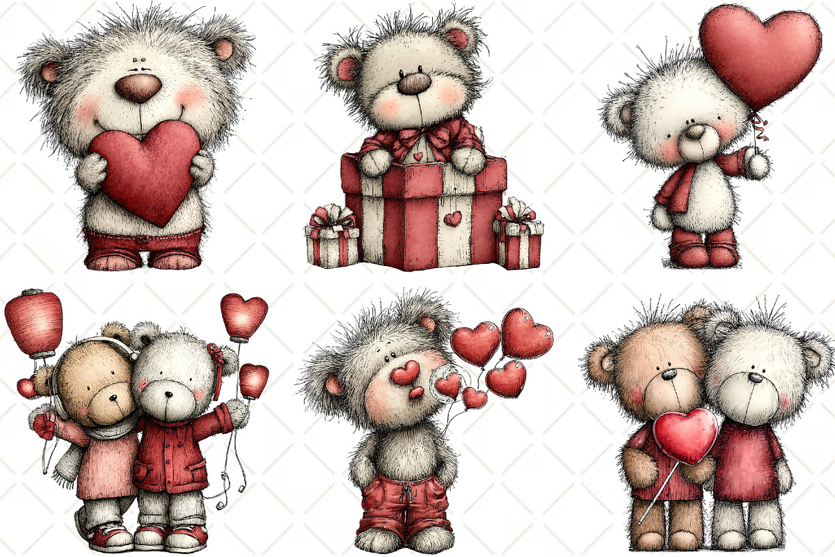 Whimsical Valentine Teddy Bear, an Animal Illustration by Black Bird Studio (Photo 3 of 6)
