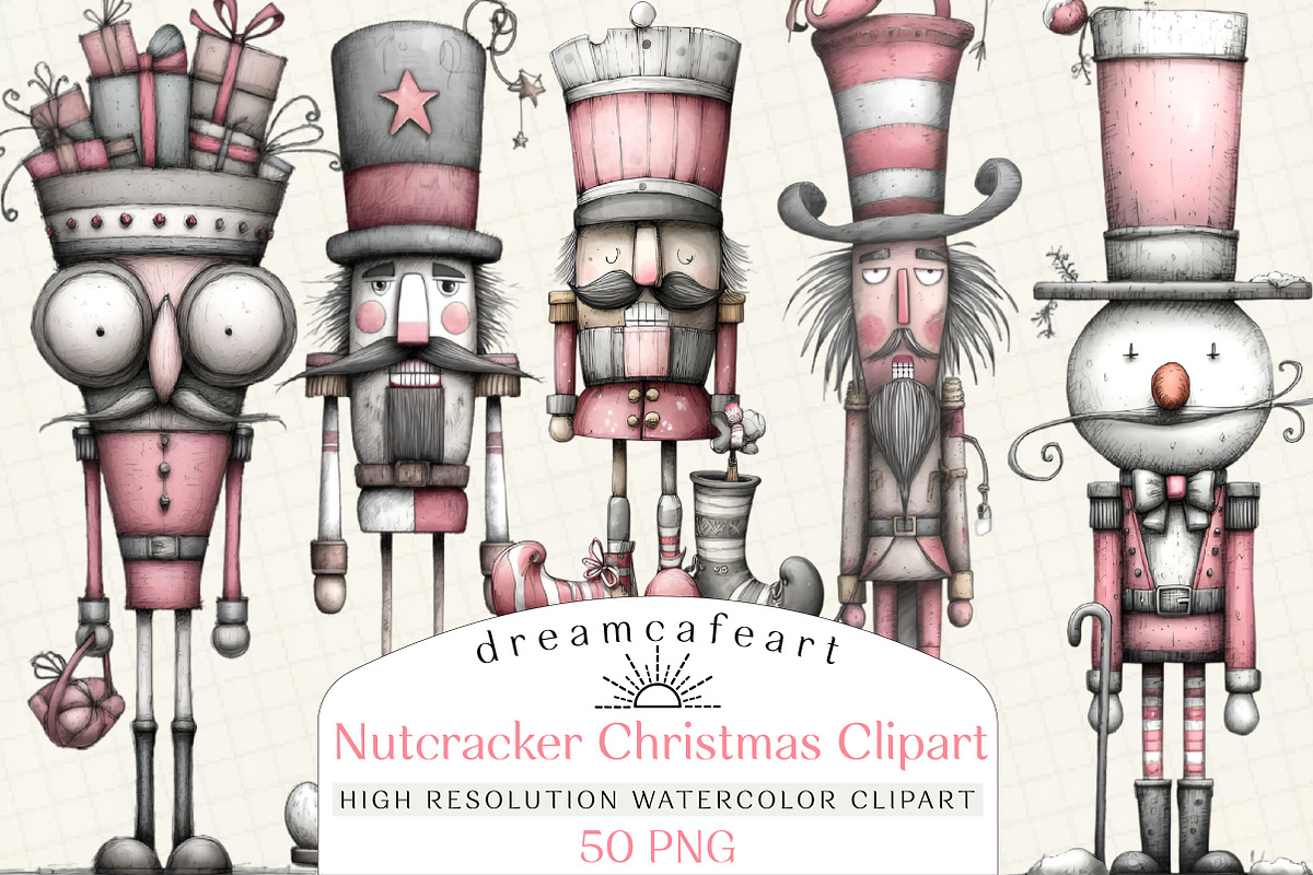 Quirky Nutcracker Christmas Clipart, an Illustration by DreamCafeArt (Photo 1 of 8)