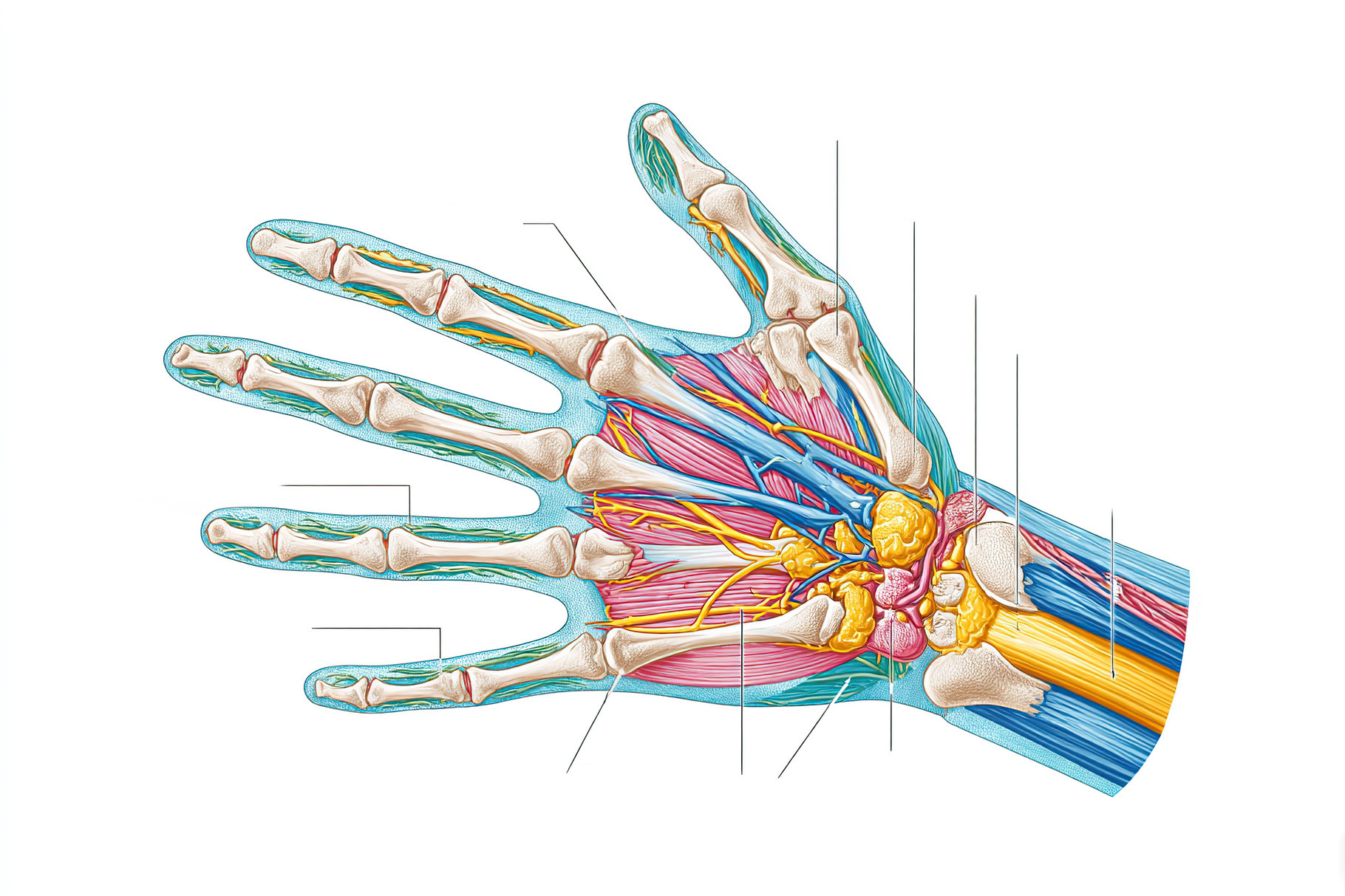 Detailed infographic illustrating the anatomy of the human hand and its ...