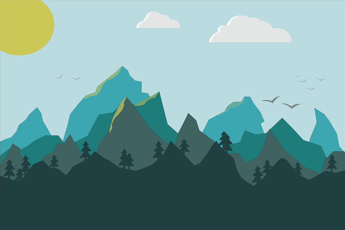 Blue mountains in the fog., an Illustration by Naltik