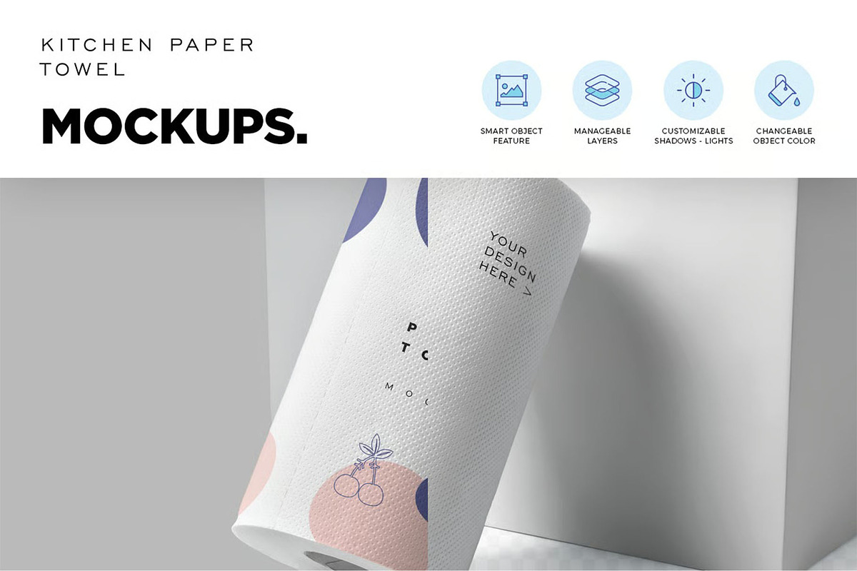 Kitchen Tissue Paper Roll Mockups, a Household Mockup by megostudi0 (Photo 6 of 6)
