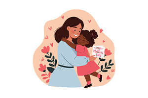 A joyful mother and daughter sharing, an Illustration by designvectx