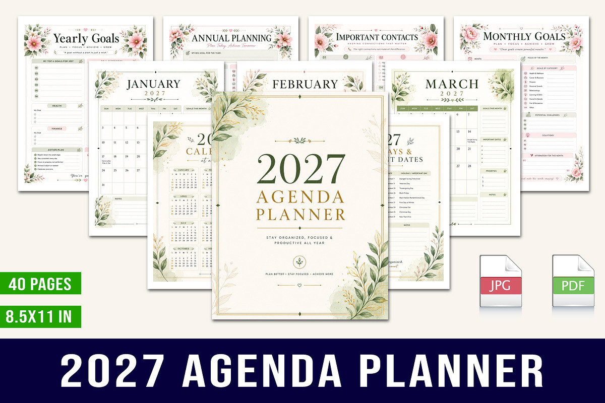 2027 agenda planner, a Stationery Template by Designmela01 (Photo 1 of 5)