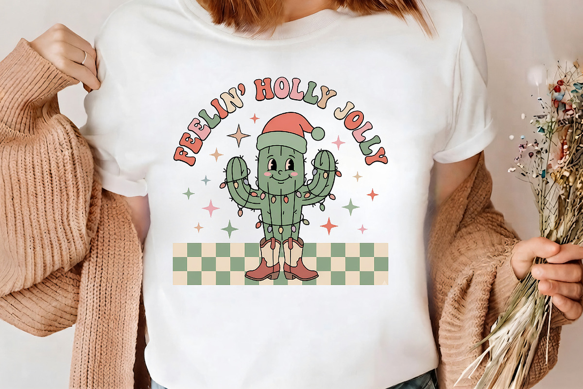 Feelin Holly Jolly Cactus PNG Art, a Seasonal Illustration by CrexoraLab (Photo 3 of 4)