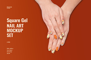 Square Gel Nail Art Mockup Set, a Product Mockup by Designertale