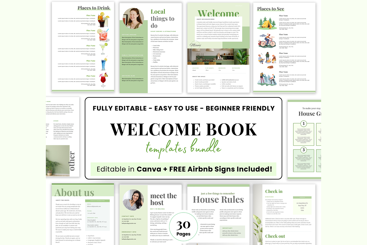 Airbnb Welcome book template, Airbnb, a Print Template by PlannersByBee (Photo 1 of 2)