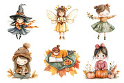 Whimsical Fall Black Hair Girl Clipa, an Illustration by Daily.Designs (Thumbnail 3 of 5)