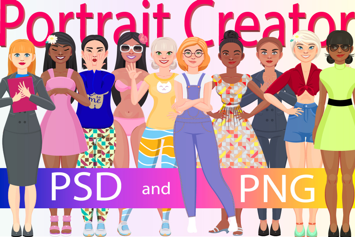 Character portrait creator (PSD), a Person Illustration by Mandarinkas art (Photo 1 of 8)