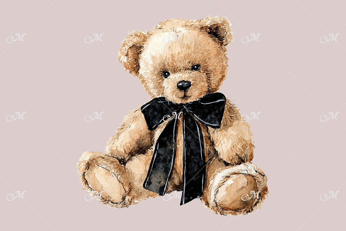A Cuddly Teddy Bear Watercolor, an Animal Illustration by Maddy's Art & Mockups (Photo 2 of 3)