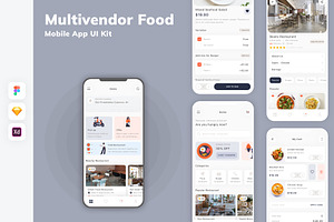 Multivendor Food Mobile App UI Kit, an UI Kit Template by uicube
