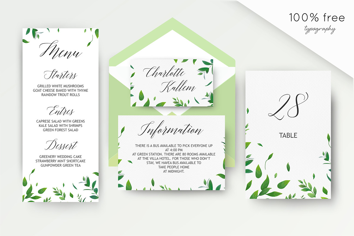 Wedding collection - Greenery, an Invitation Template by Alewiena (Photo 2 of 4)