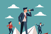 Businessman with spyglass leads team, a Person Illustration by SouravDesign (Thumbnail 2 of 3)