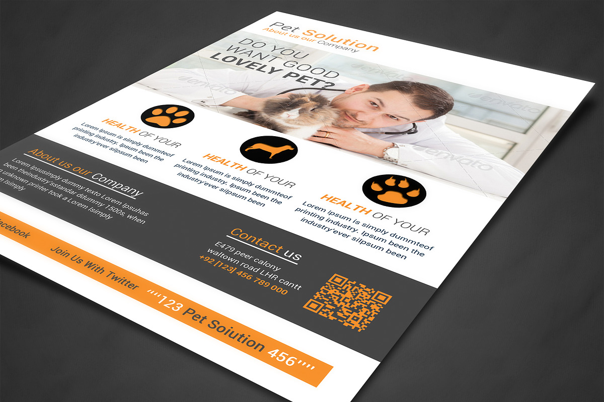 Pet Solution Flyer Template, a Flyer Template by AfzaalGraphics (Photo 2 of 4)