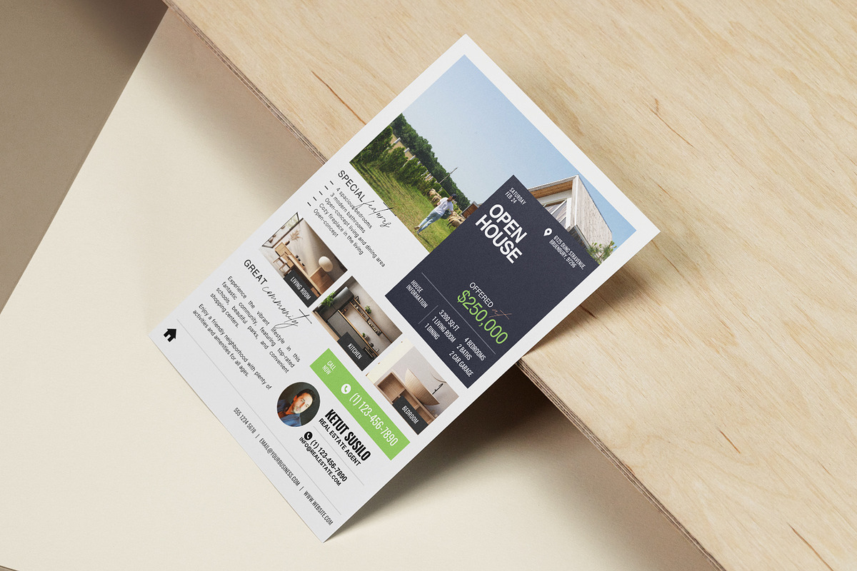 Real Estate Open House Flyer Canva, a Flyer Template by Prapti Design (Photo 5 of 10)