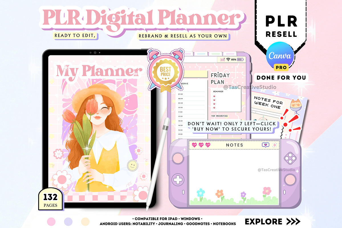 PLR Goodnotes Digital Planner, a Stationery Template by Tas Creative Studio (Photo 2 of 8)