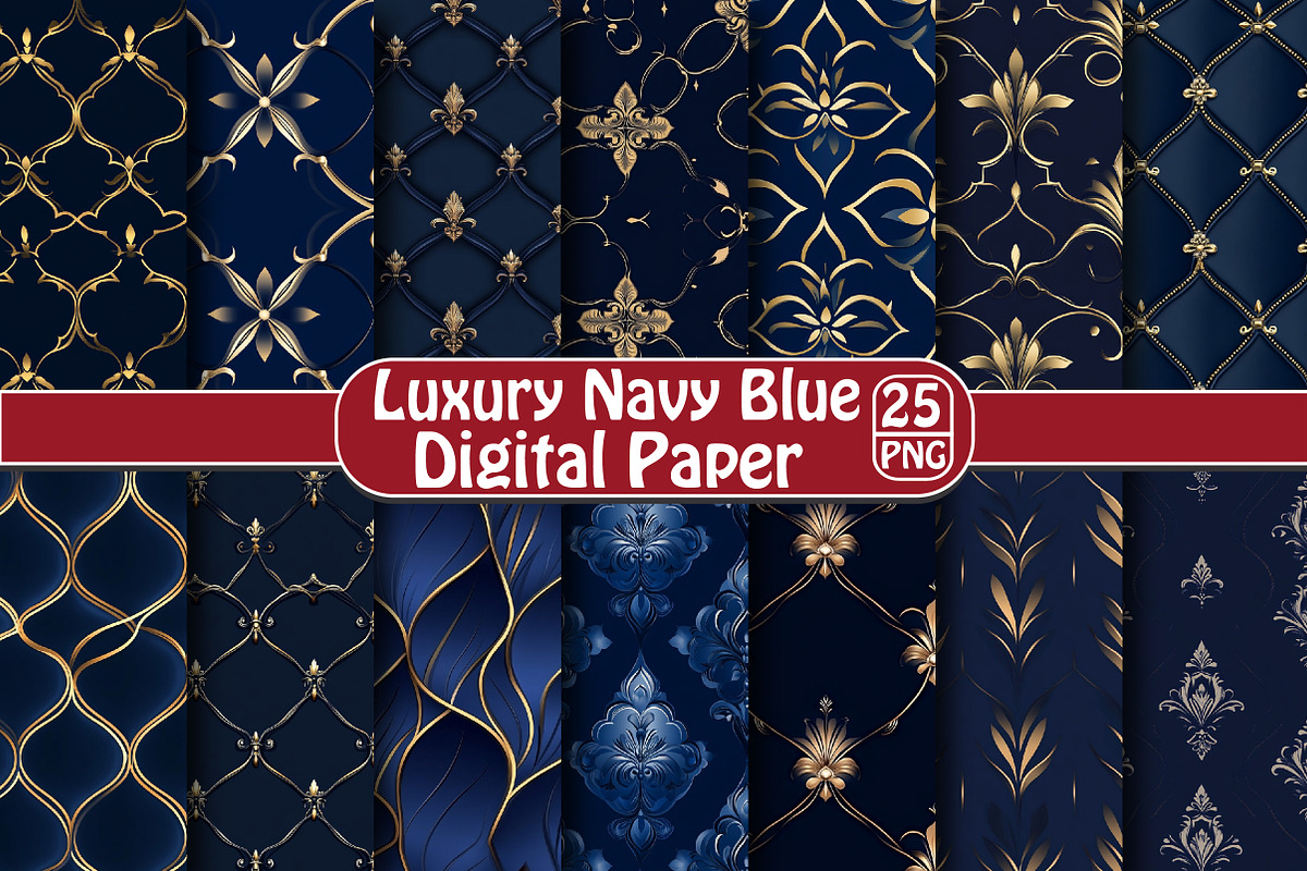 Luxury Navy Blue Pattern, an Illustration by DreamPrint404 (Photo 1 of 5)