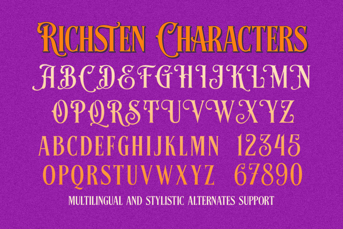 Richsten - Victorian Display Font, a Font by Letterhend Studio (Photo 5 of 10)