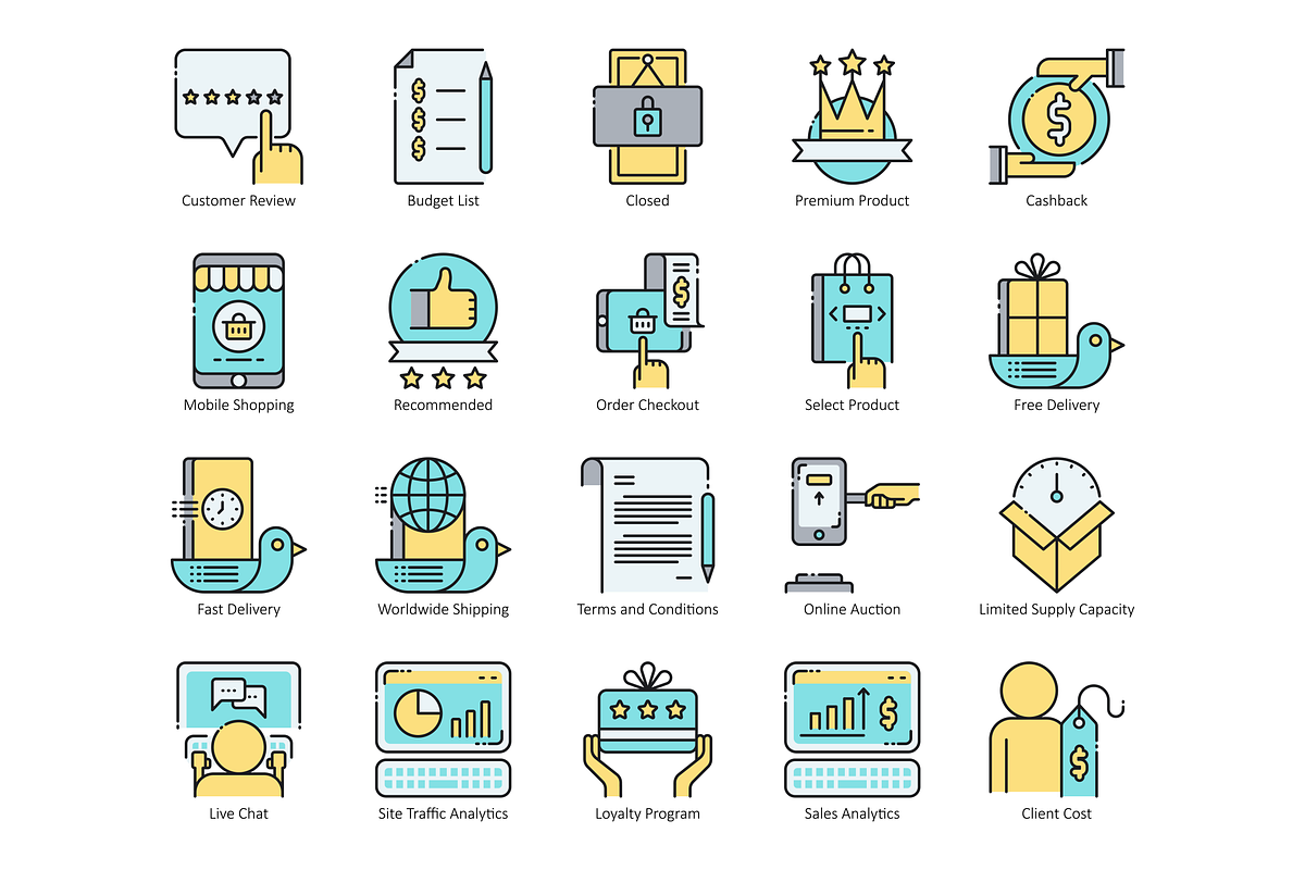 80 Shopping & Commerce Icons | Aqua, an Outline Icon by Flat Icons (Photo 5 of 5)