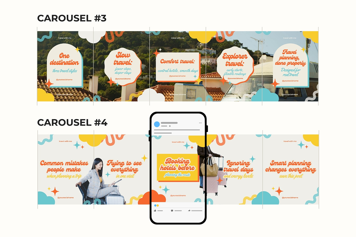Retro Travel Instagram Carousels, a Social Media Template by Anna Design Studio (Photo 5 of 13)