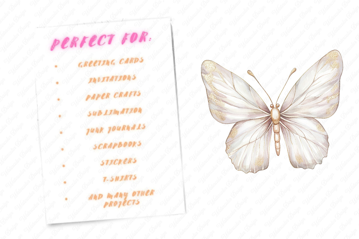Glitter Butterfly Sublimation Clipar, an Illustration by Watercolor design (Photo 8 of 13)