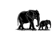 elephant family silhouette design, an Illustration by Amazin_art (Thumbnail 2 of 51)