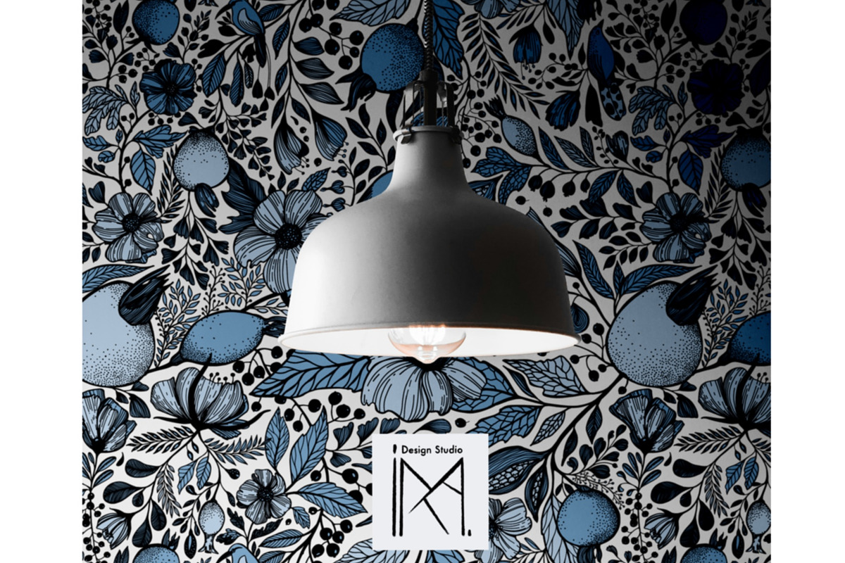 Endless Garden Yellow & Blue Pattern, a Pattern Graphic by Marta & Livonka (Photo 5 of 14)