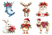 Christmas Animals and Poinsettia, an Illustration by Daily.Designs (Thumbnail 2 of 5)